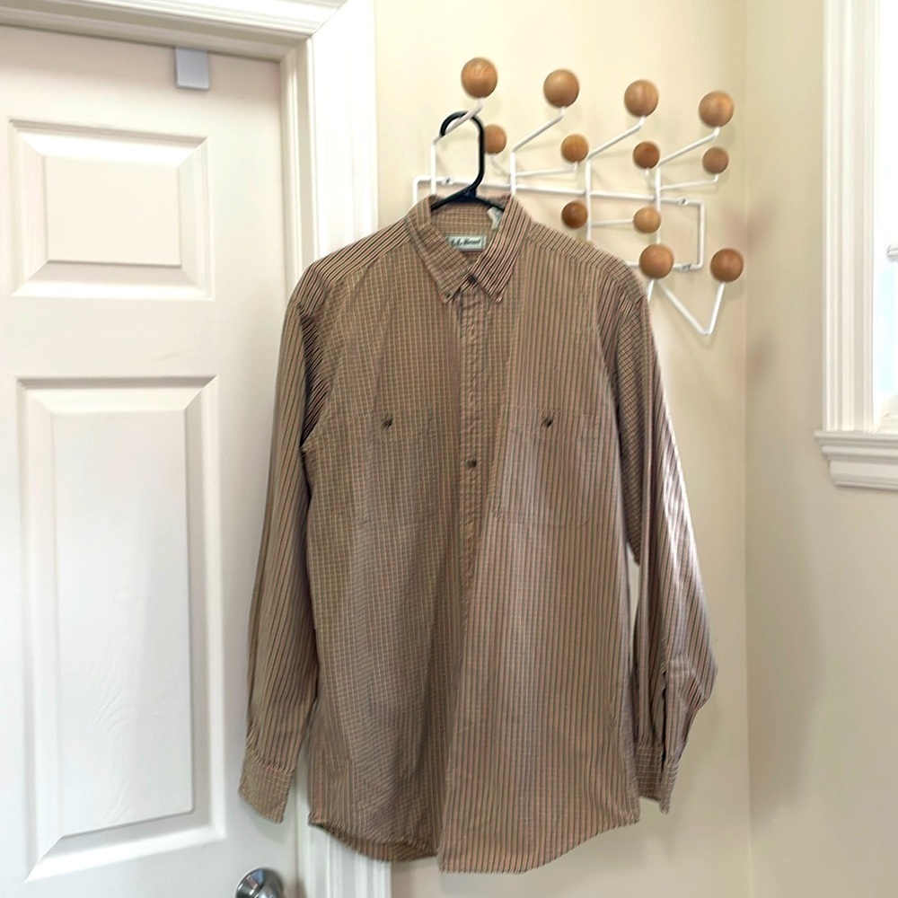 L.L Bean - Casual Button Down - Green/Tan - Medium Tall